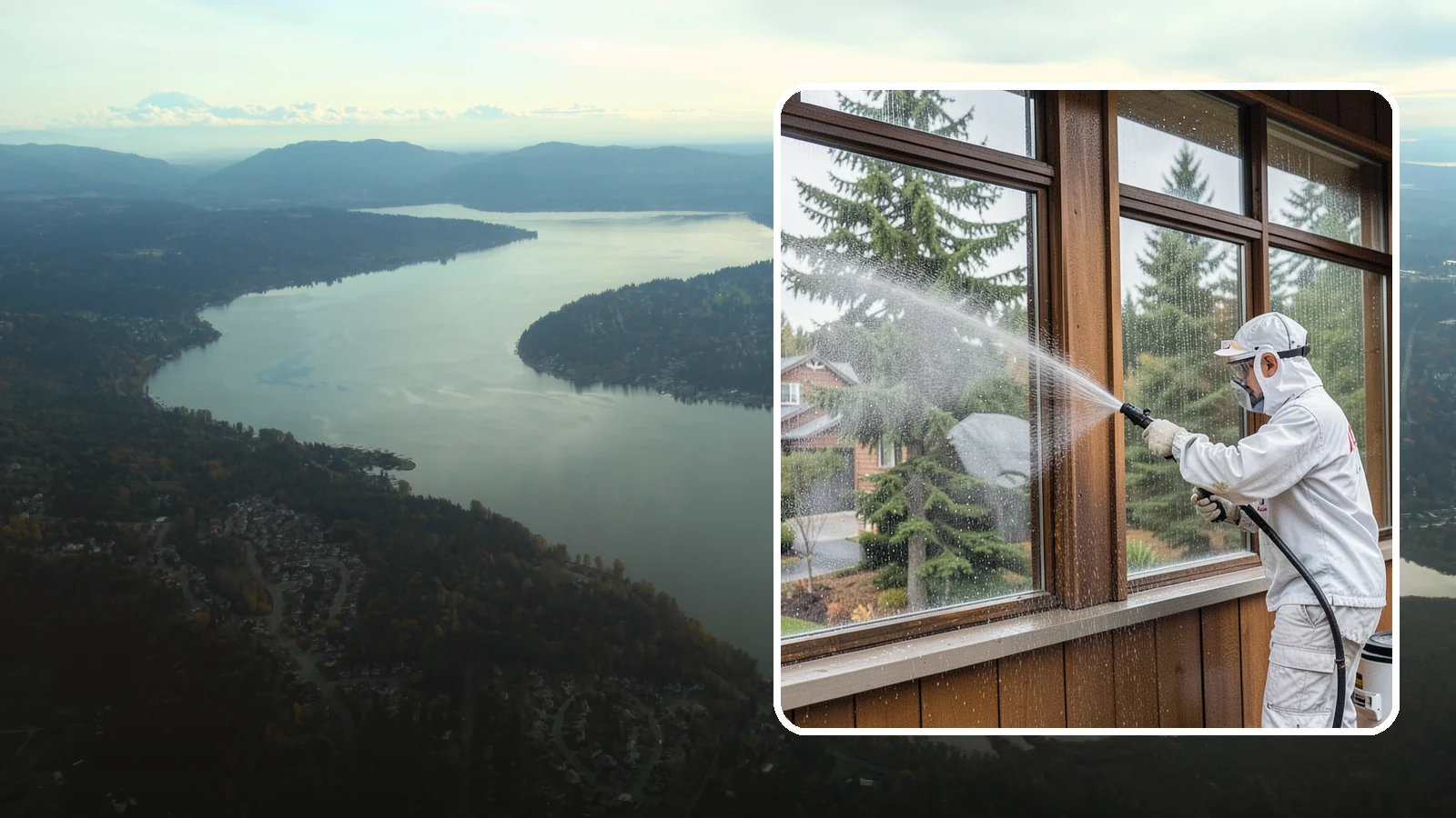 Exterior Window Cleaning in Sammamish, King County, WA - Streak-free exterior window cleaning that clears the grime and water spotting our damp, overcast climate leaves on the glass.