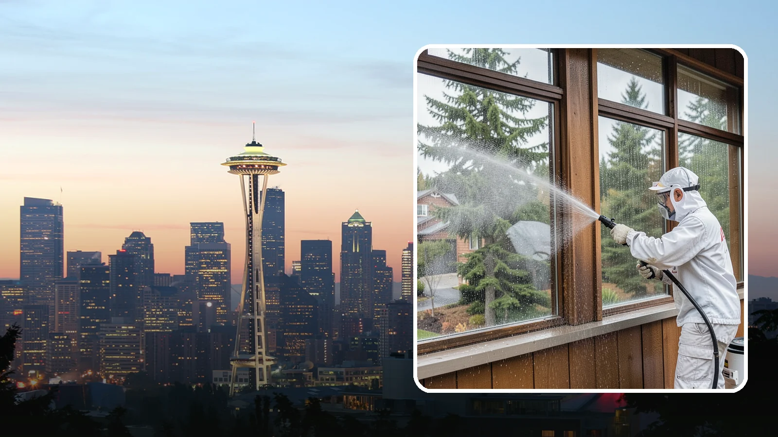 Exterior Window Cleaning in Seattle, King County, WA - Streak-free exterior window cleaning that clears the grime and water spotting our damp, overcast climate leaves on the glass.