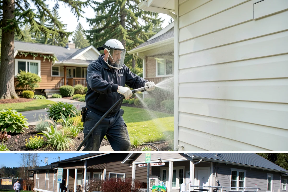 Exterior Window Cleaning in South Prairie, Pierce County, WA - Spring cleaning clears the winter's spotting and pollen just as brighter days return.