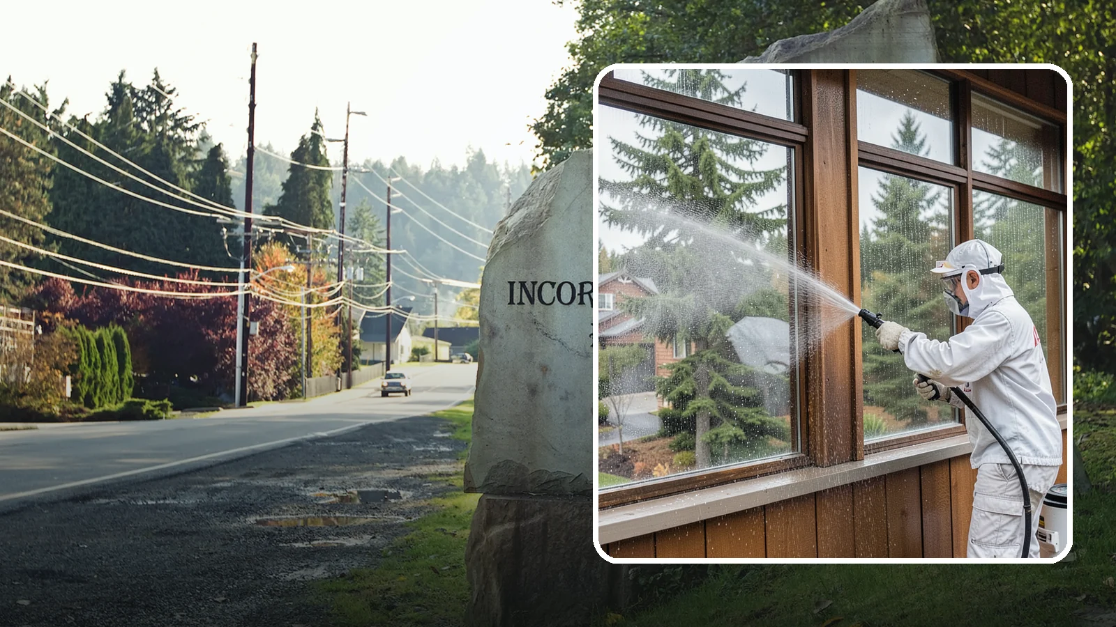 Exterior Window Cleaning in Wilkeson, Pierce County, WA - Streak-free exterior window cleaning that clears the grime and water spotting our damp, overcast climate leaves on the glass.