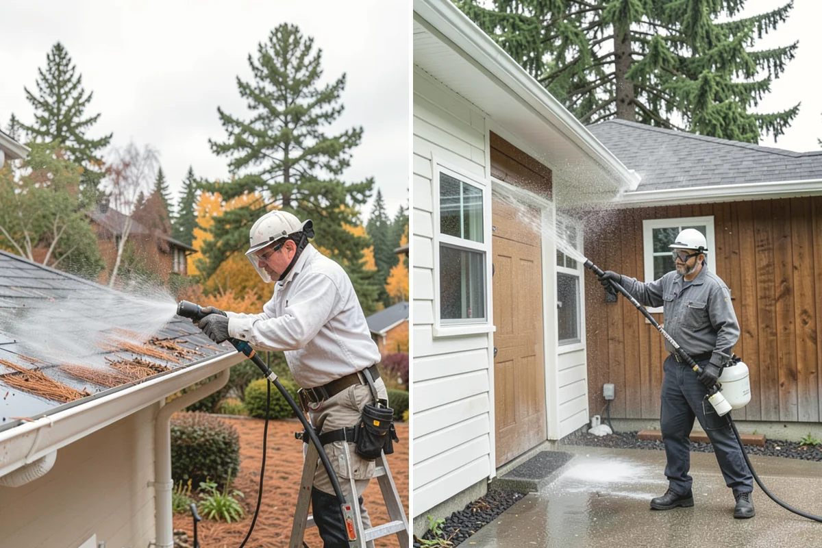 Exterior Window Cleaning in Yarrow Point, King County, WA - Rinse loose dust and pollen from the panes