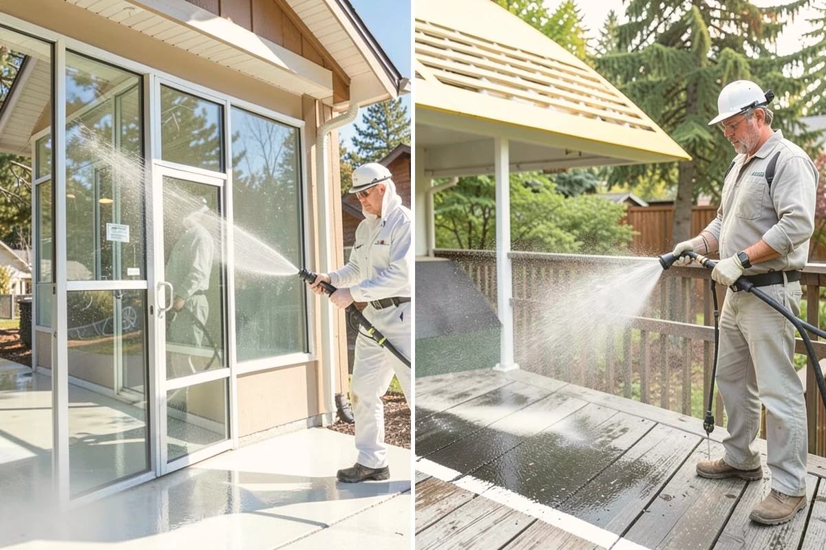 Fall Exterior Cleaning in Algona, King County, WA - Clear loose leaves and conifer needles from target surfaces