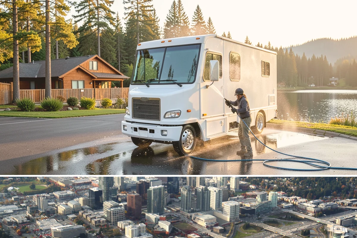 Fall Exterior Cleaning in Bellevue, King County, WA - September through early November works best, after the summer growing season and before persistent winter rain arrives.