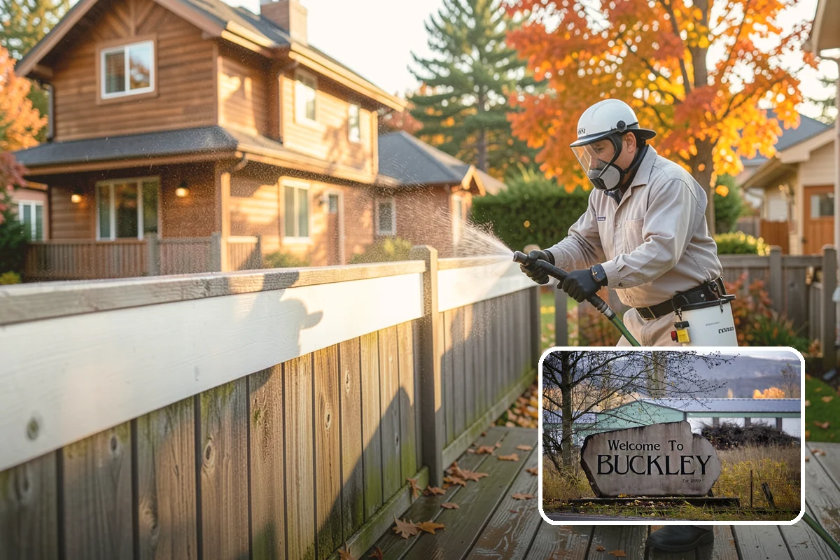 Fall Exterior Cleaning in Buckley, Pierce County, WA - Strips away summer dust and the season's early leaf and needle fall