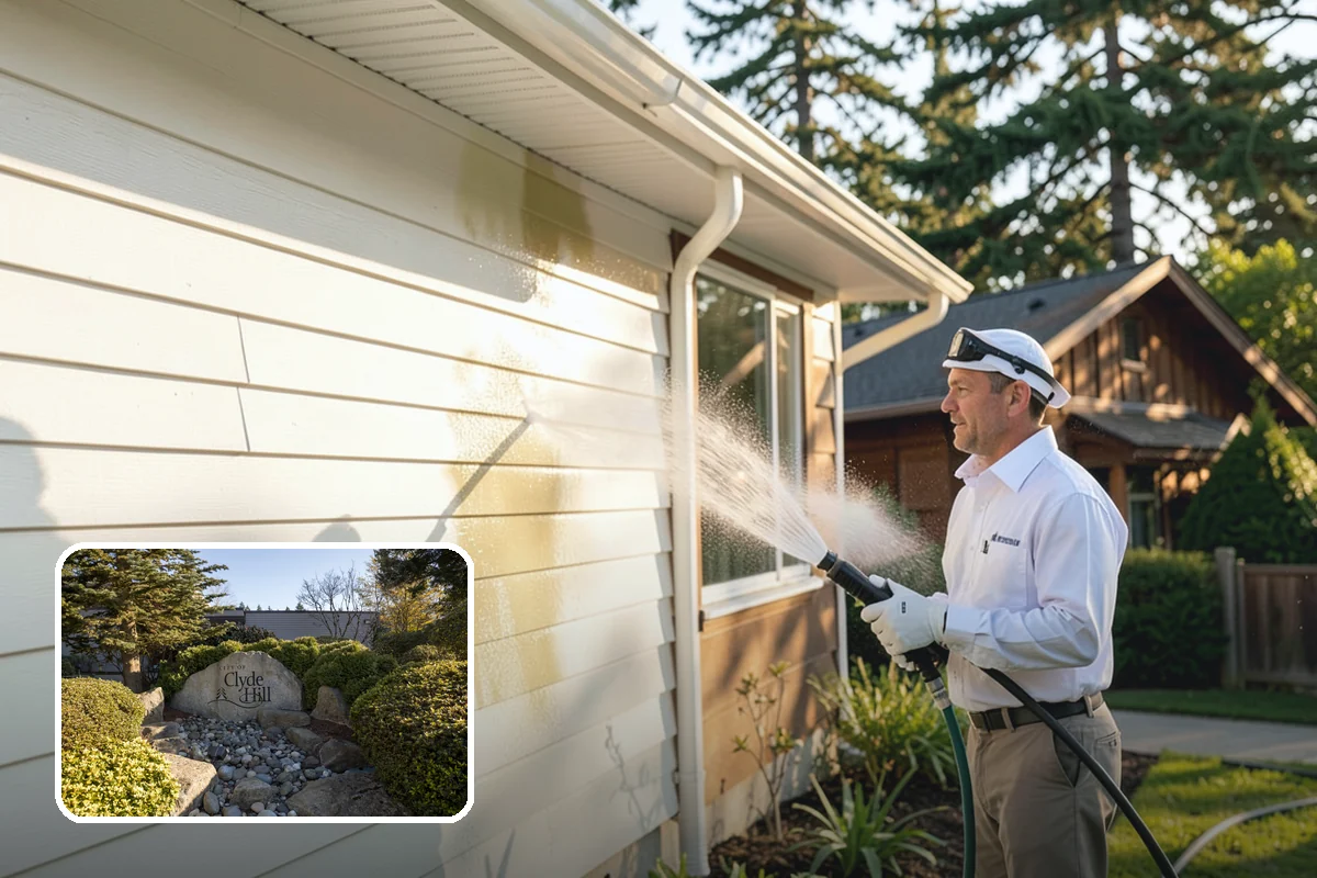 Fall Exterior Cleaning in Clyde Hill, King County, WA - Strips away summer dust and the season's early leaf and needle fall