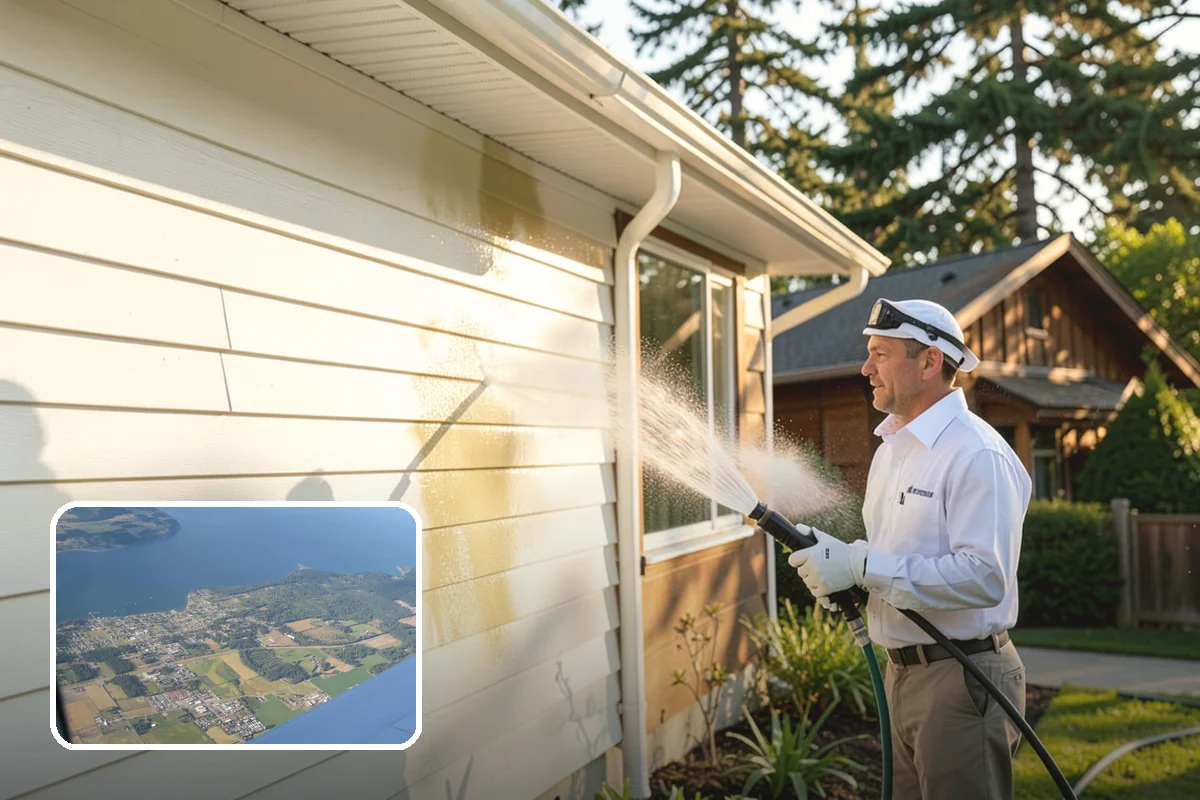 Fall Exterior Cleaning in Coupeville, Island County, WA - Strips away summer dust and the season's early leaf and needle fall