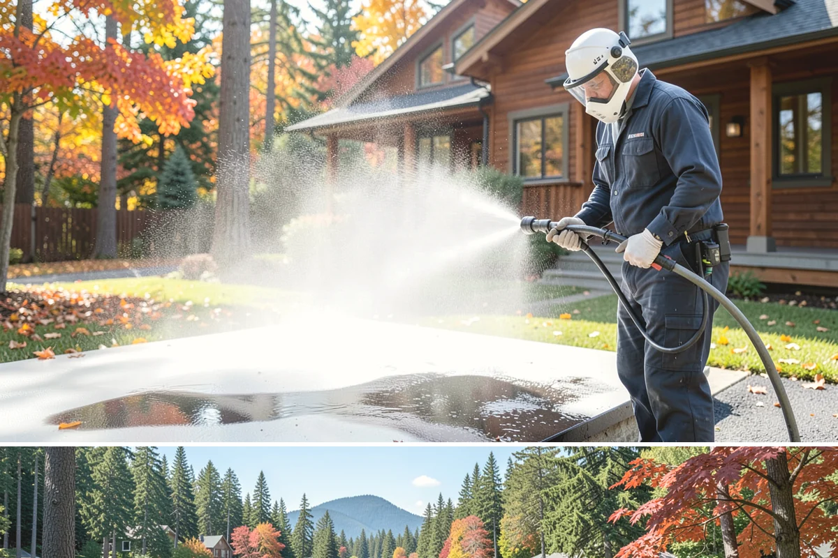 Fall Exterior Cleaning in Covington, King County, WA - September through early November works best, after the summer growing season and before persistent winter rain arrives.