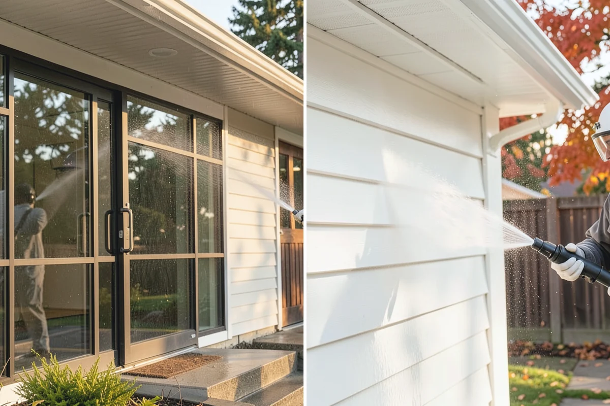 Fall Exterior Cleaning in Darrington, Snohomish County, WA - Clear loose leaves and conifer needles from target surfaces