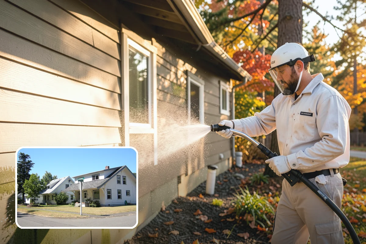 Fall Exterior Cleaning in DuPont, Pierce County, WA - Strips away summer dust and the season's early leaf and needle fall