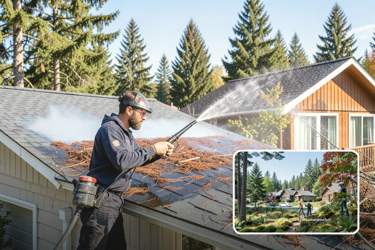 Fall Exterior Cleaning in Edgewood, Pierce County, WA - Strips away summer dust and the season's early leaf and needle fall