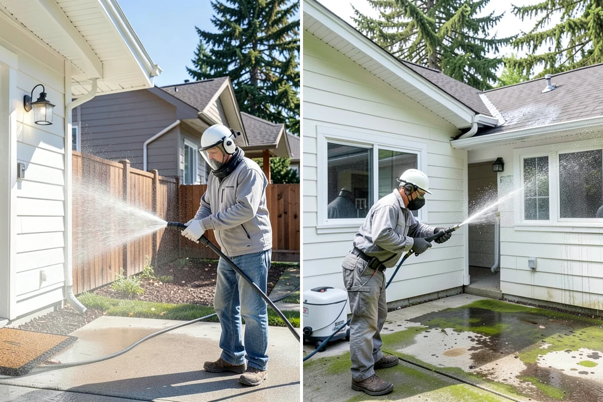 Fall Exterior Cleaning in Enumclaw, King County, WA - Clear loose leaves and conifer needles from target surfaces