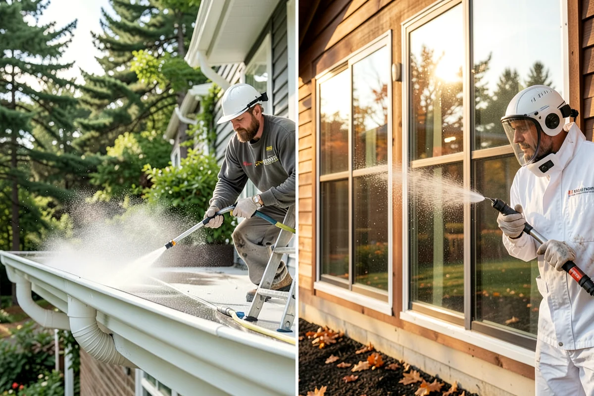 Fall Exterior Cleaning in Federal Way, King County, WA - Clear loose leaves and conifer needles from target surfaces