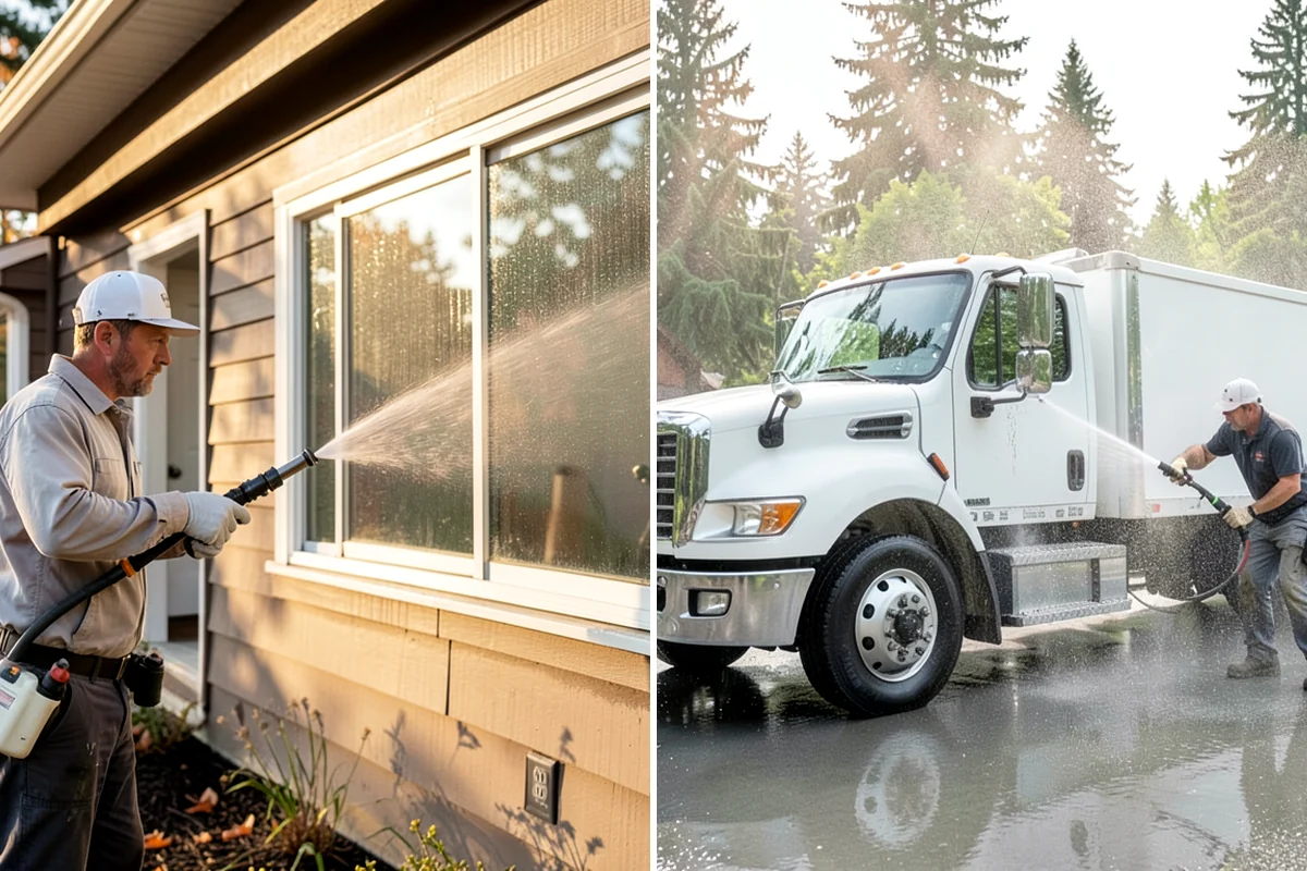 Fall Exterior Cleaning in Fircrest, Pierce County, WA - Clear loose leaves and conifer needles from target surfaces