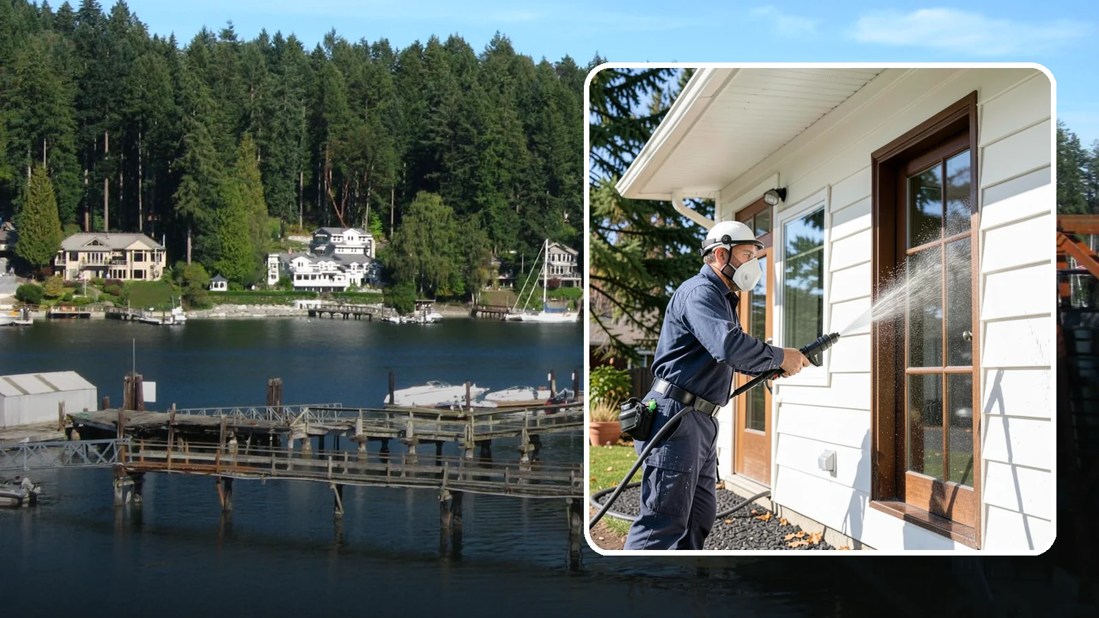 Fall Exterior Cleaning in Gig Harbor, Pierce County, WA - A fall exterior cleaning removes summer's dust and the first flush of autumn debris before Washington's wet season sets in.