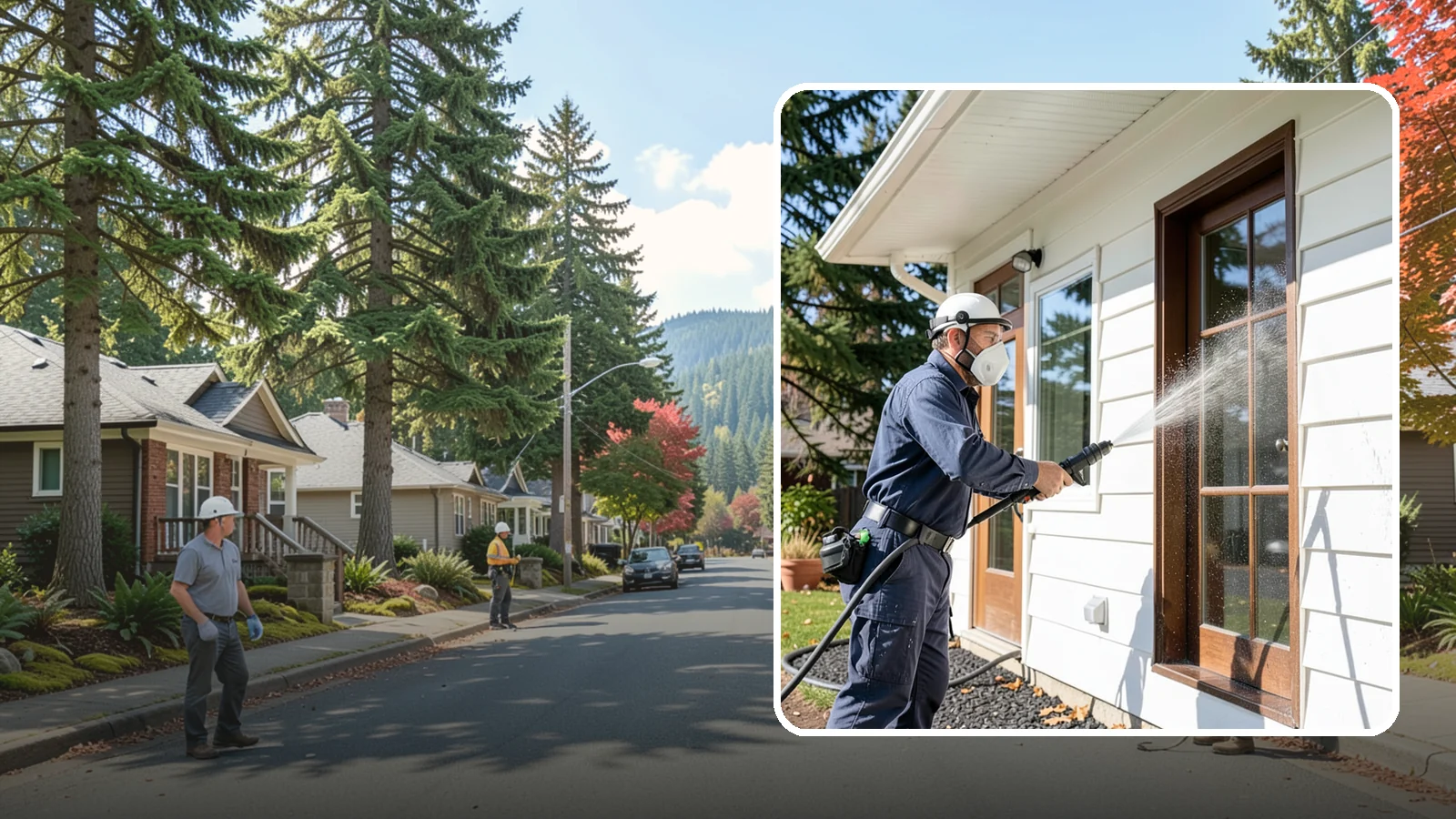 Fall Exterior Cleaning in Hunts Point, King County, WA - A fall exterior cleaning removes summer's dust and the first flush of autumn debris before Washington's wet season sets in.
