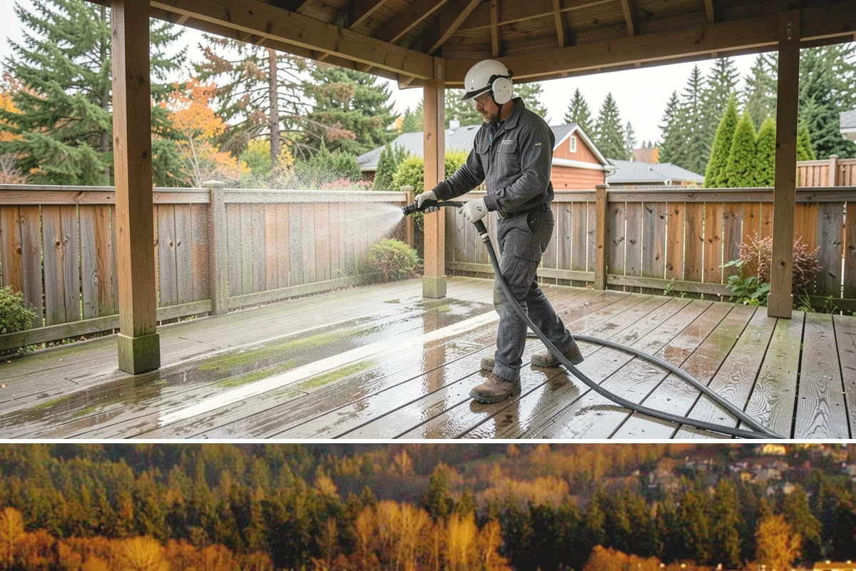 Fall Exterior Cleaning in Kenmore, King County, WA - September through early November works best, after the summer growing season and before persistent winter rain arrives.
