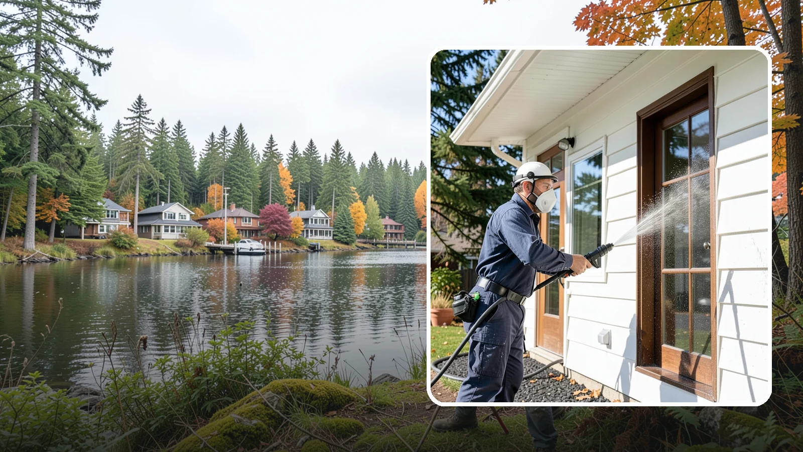 Fall Exterior Cleaning in La Conner, Skagit County, WA - A fall exterior cleaning removes summer's dust and the first flush of autumn debris before Washington's wet season sets in.