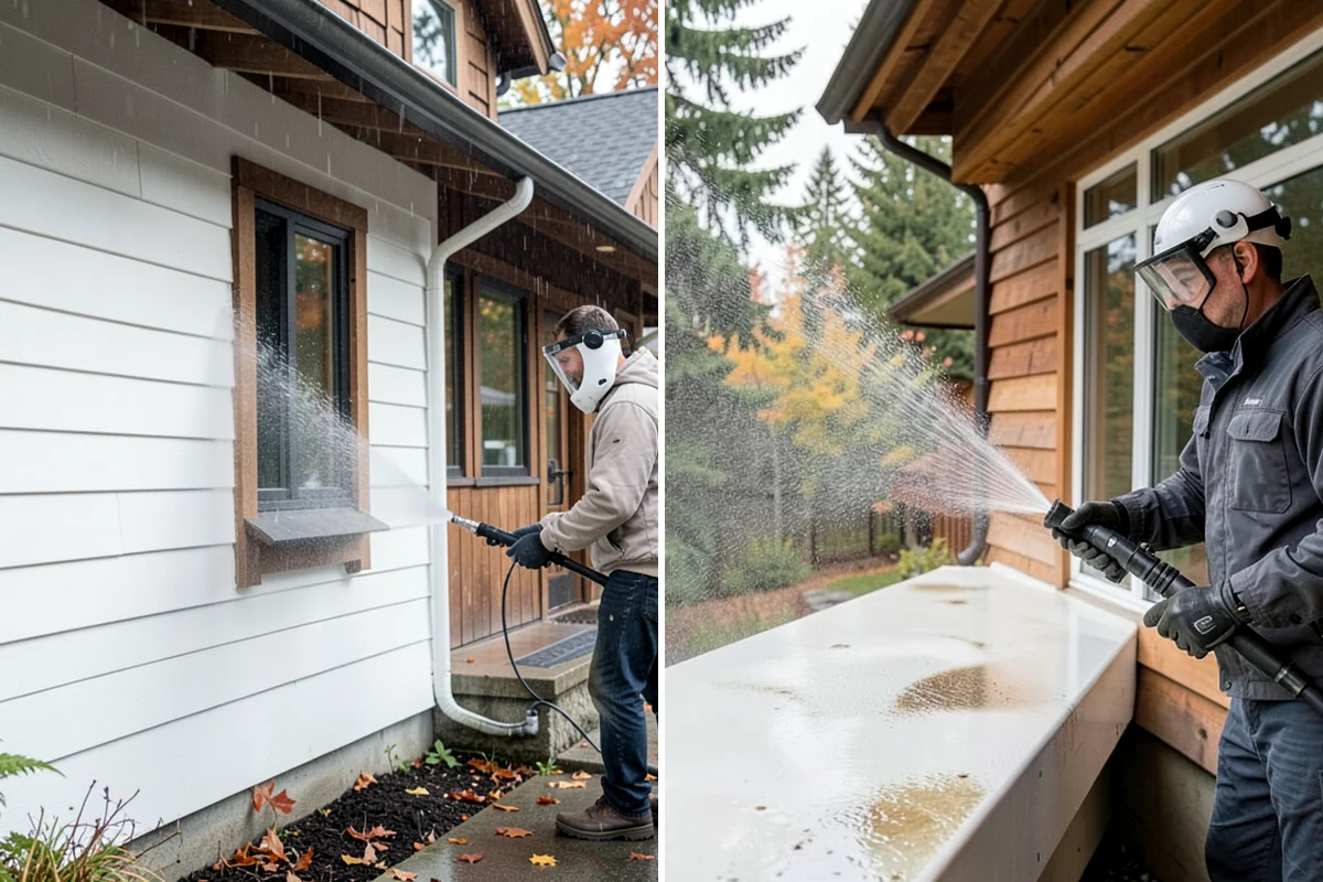 Fall Exterior Cleaning in Lake Forest Park, King County, WA - Clear loose leaves and conifer needles from target surfaces
