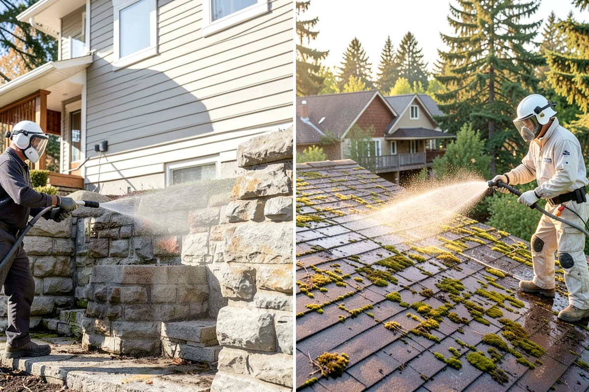 Fall Exterior Cleaning in Lakewood, Pierce County, WA - Clear loose leaves and conifer needles from target surfaces