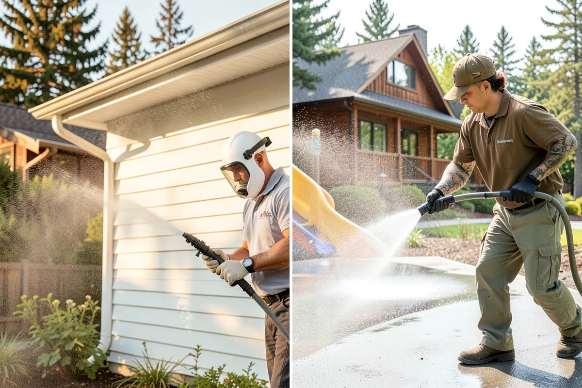 Fall Exterior Cleaning in Lyman, Skagit County, WA - Clear loose leaves and conifer needles from target surfaces