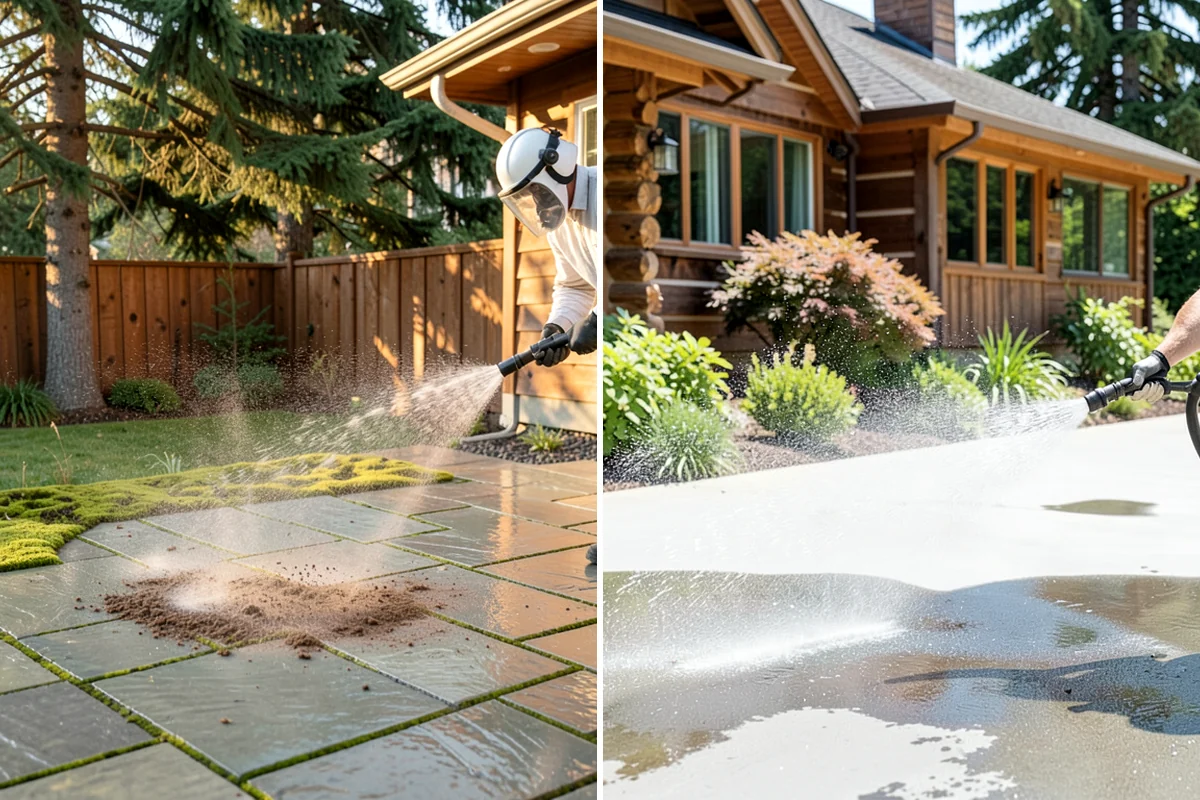 Fall Exterior Cleaning in Maple Valley, King County, WA - Clear loose leaves and conifer needles from target surfaces