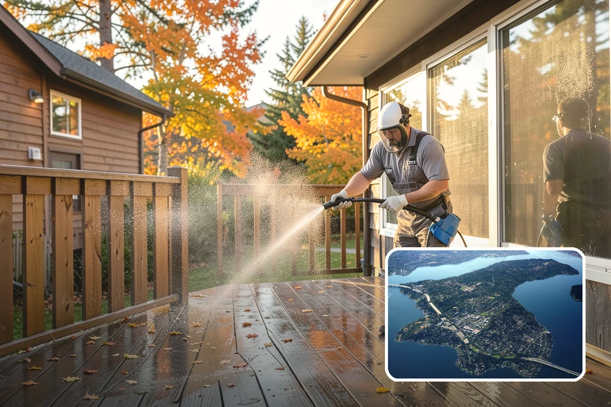Fall Exterior Cleaning in Mercer Island, King County, WA - Strips away summer dust and the season's early leaf and needle fall
