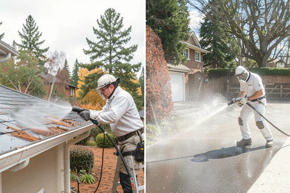 Fall Exterior Cleaning in Mountlake Terrace, Snohomish County, WA - Clear loose leaves and conifer needles from target surfaces