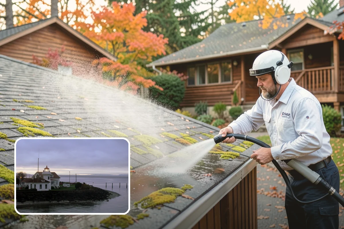 Fall Exterior Cleaning in Mukilteo, Snohomish County, WA - Strips away summer dust and the season's early leaf and needle fall