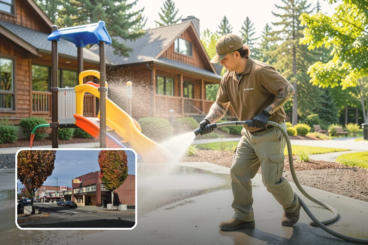Fall Exterior Cleaning in Puyallup, Pierce County, WA - Strips away summer dust and the season's early leaf and needle fall