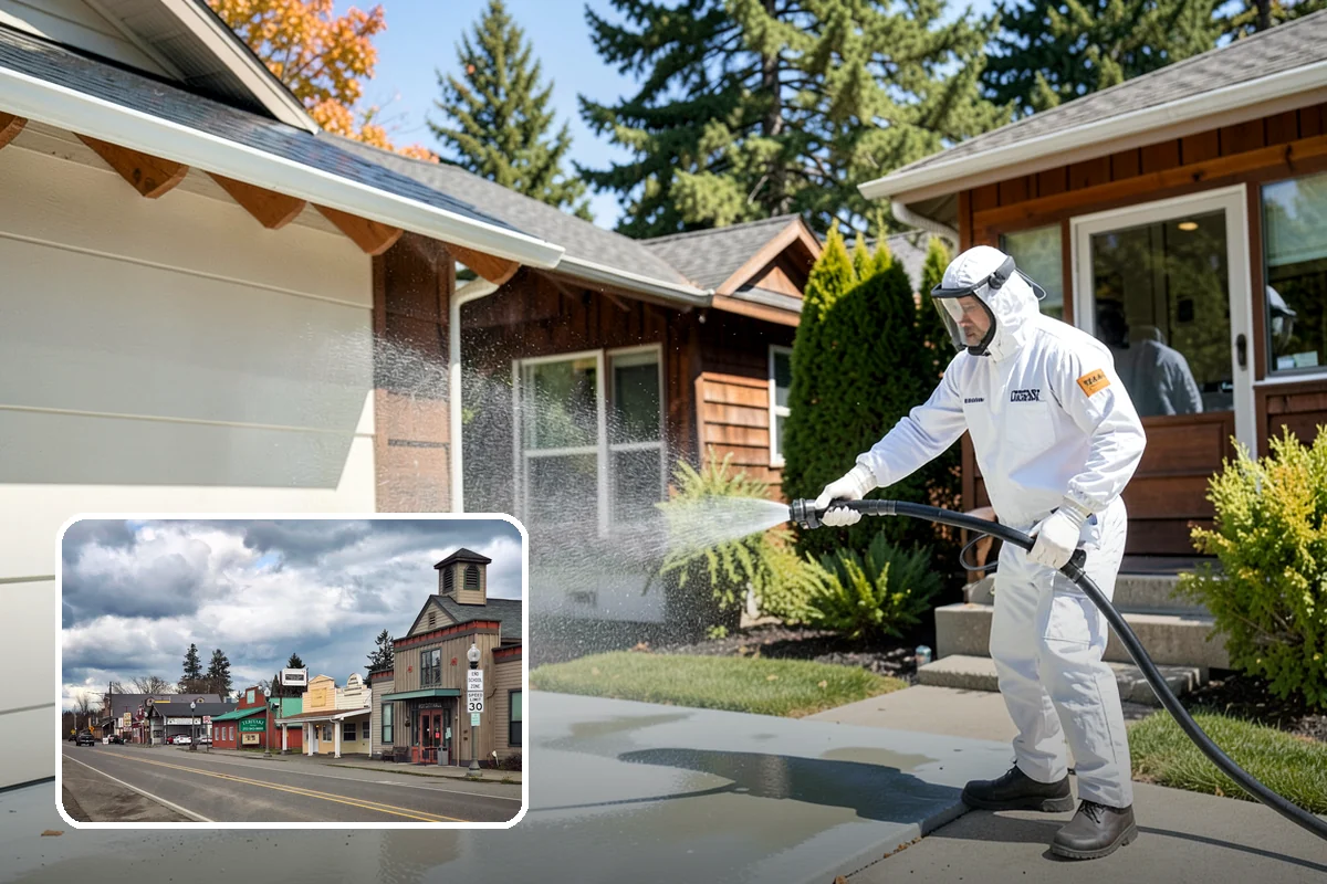 Fall Exterior Cleaning in Roy, Pierce County, WA - Strips away summer dust and the season's early leaf and needle fall