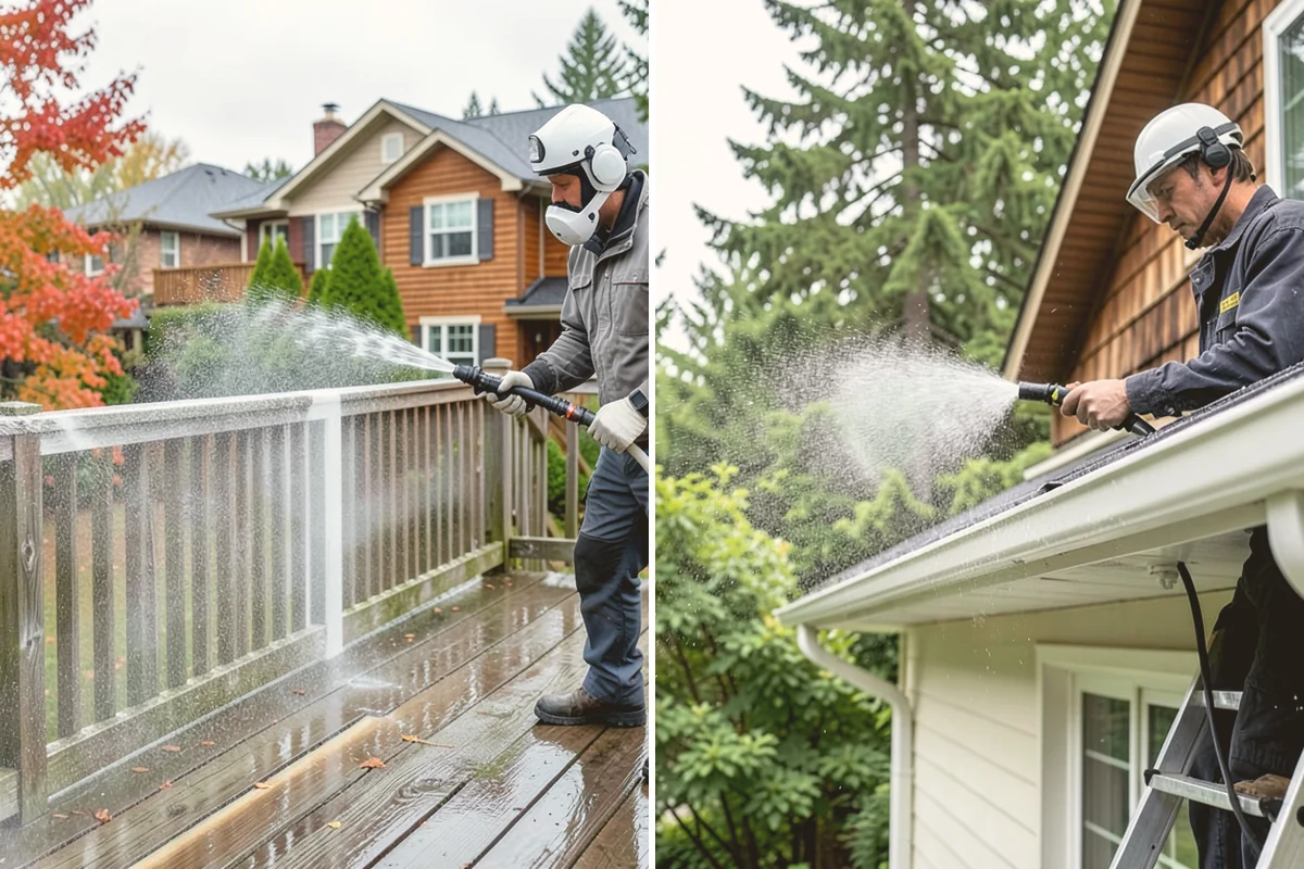 Fall Exterior Cleaning in Sammamish, King County, WA - Clear loose leaves and conifer needles from target surfaces