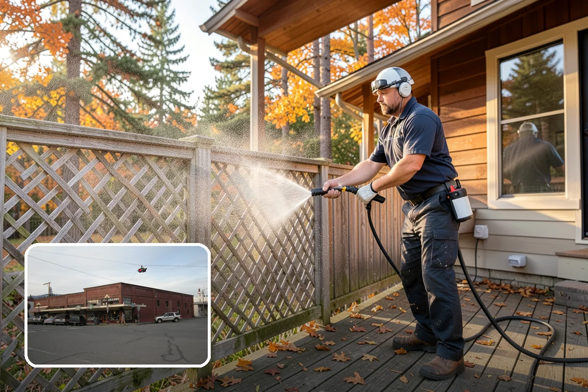 Fall Exterior Cleaning in Sedro-Woolley, Skagit County, WA - Strips away summer dust and the season's early leaf and needle fall