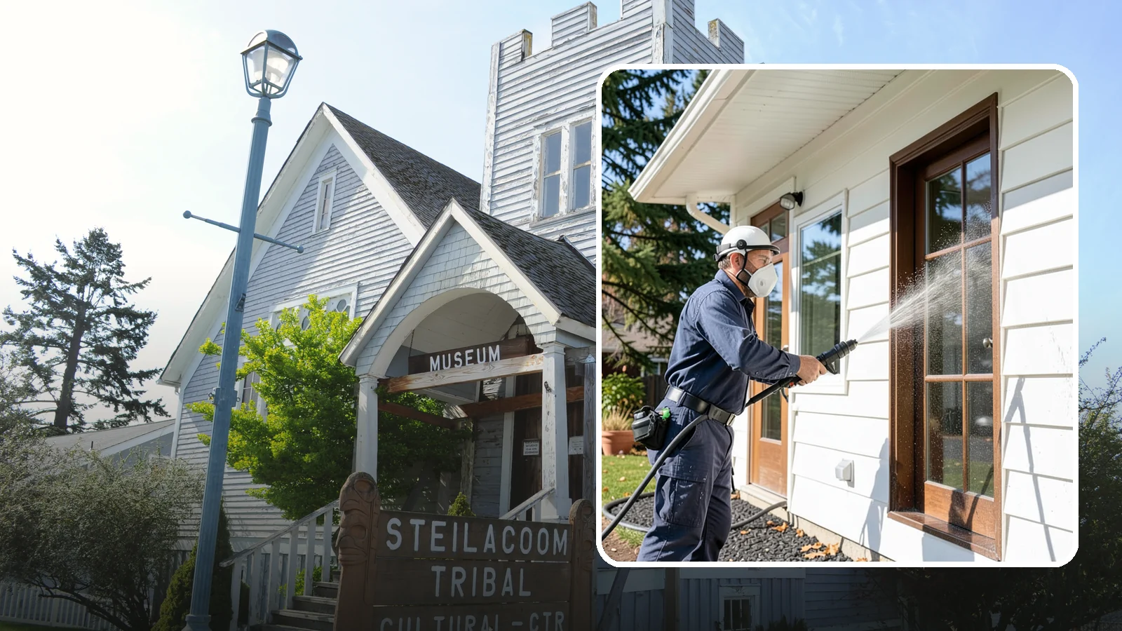 Fall Exterior Cleaning in Steilacoom, Pierce County, WA - A fall exterior cleaning removes summer's dust and the first flush of autumn debris before Washington's wet season sets in.