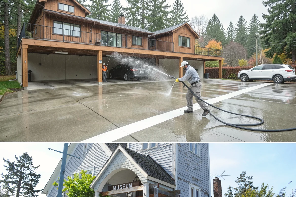 Fall Exterior Cleaning in Steilacoom, Pierce County, WA - September through early November works best, after the summer growing season and before persistent winter rain arrives.