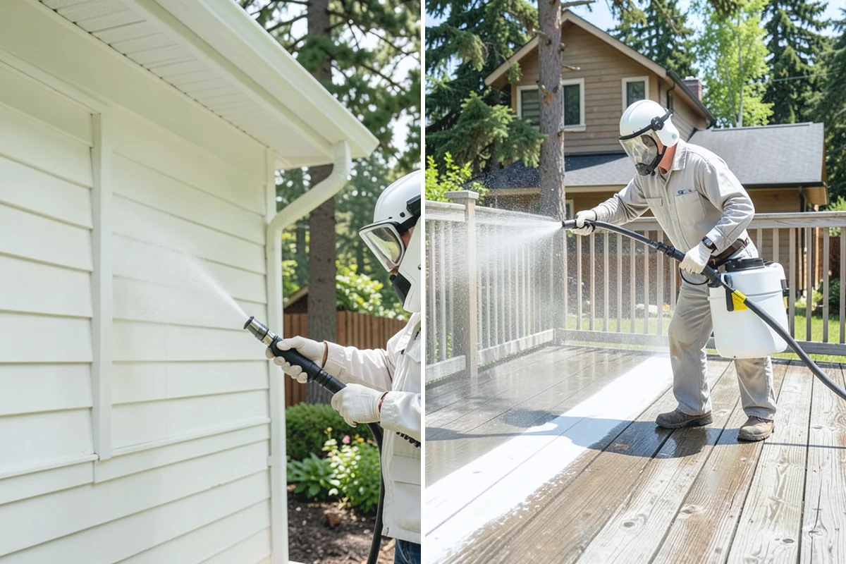 Fall Exterior Cleaning in Sumner, Pierce County, WA - Clear loose leaves and conifer needles from target surfaces