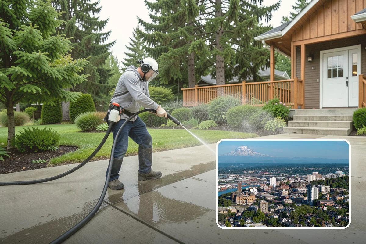 Fall Exterior Cleaning in Tacoma, Pierce County, WA - Strips away summer dust and the season's early leaf and needle fall