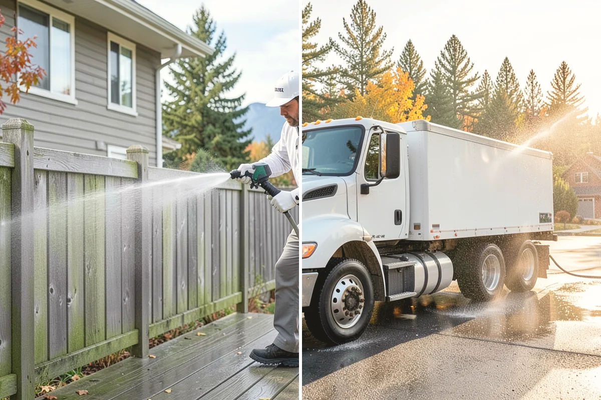 Fall Exterior Cleaning in Tacoma, Pierce County, WA - Clear loose leaves and conifer needles from target surfaces