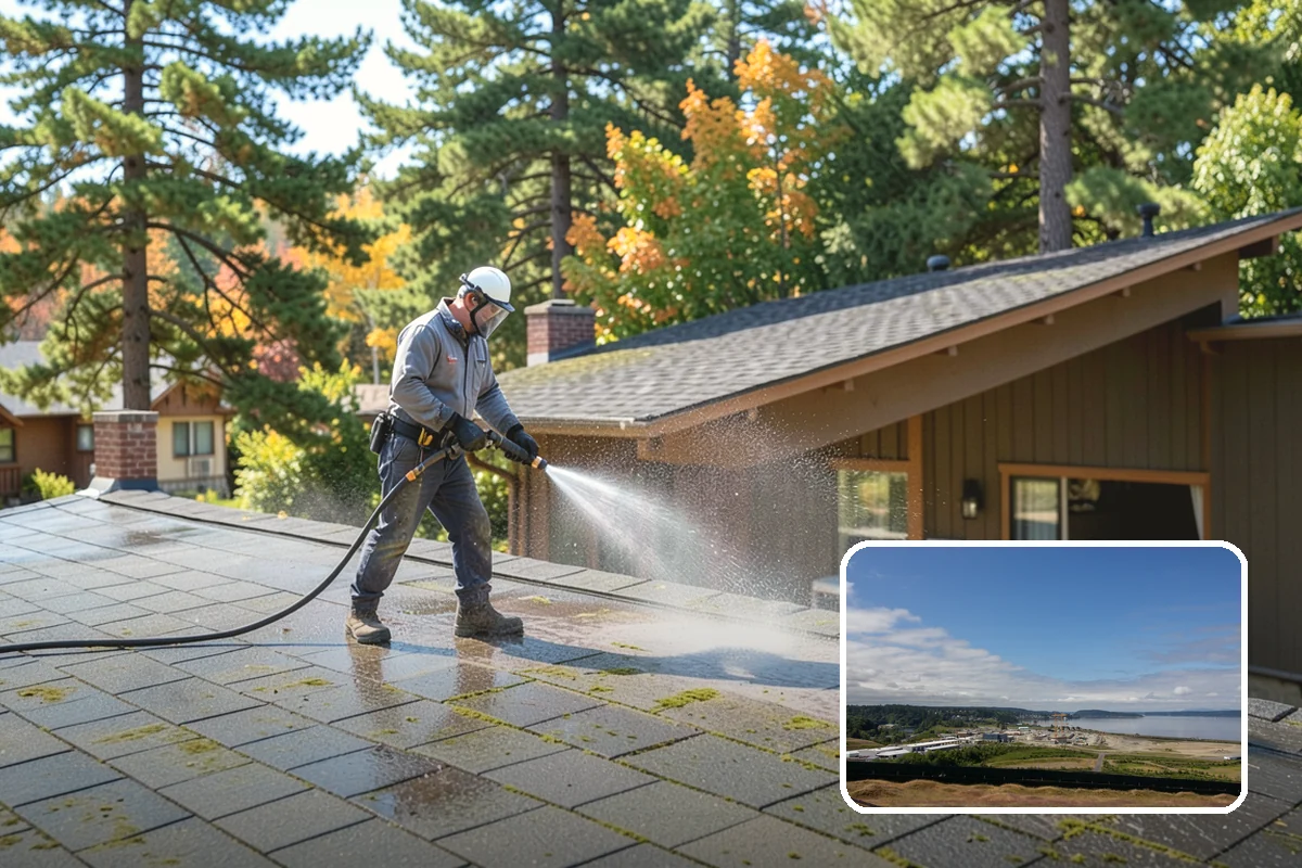 Fall Exterior Cleaning in University Place, Pierce County, WA - Strips away summer dust and the season's early leaf and needle fall