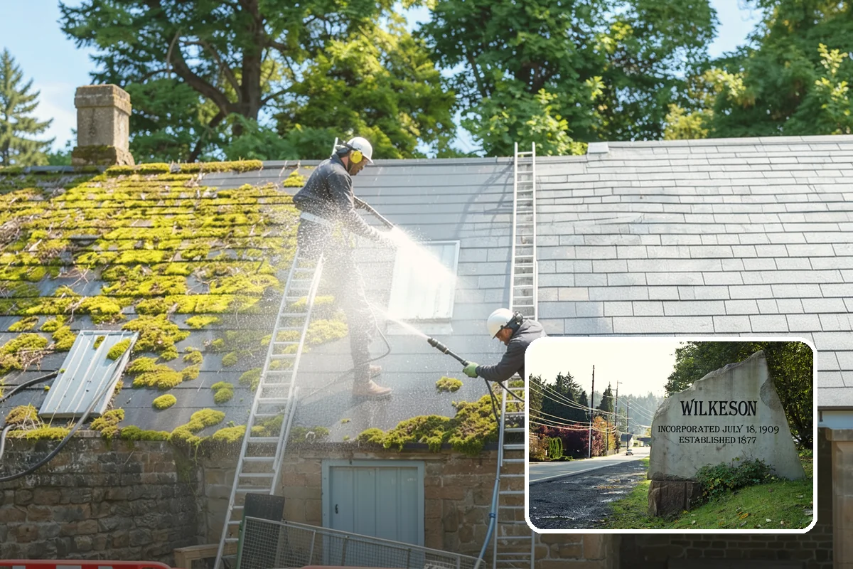 Fall Exterior Cleaning in Wilkeson, Pierce County, WA - Strips away summer dust and the season's early leaf and needle fall