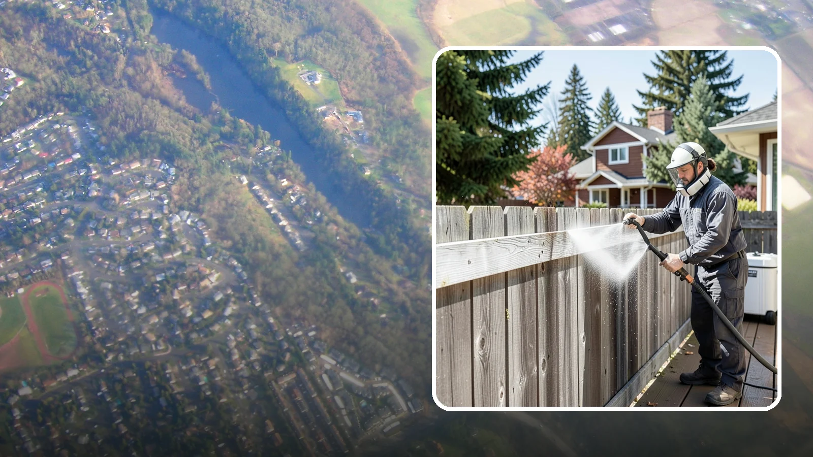 Fence Brightening in Algona, King County, WA - A brightening rinse that neutralizes cleaners and lifts weathered gray to even out wood fence tone before sealing.