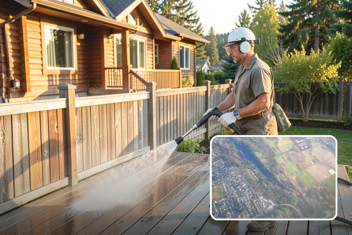 Fence Brightening in Algona, King County, WA - Neutralizes cleaner residue and balances the wood's pH