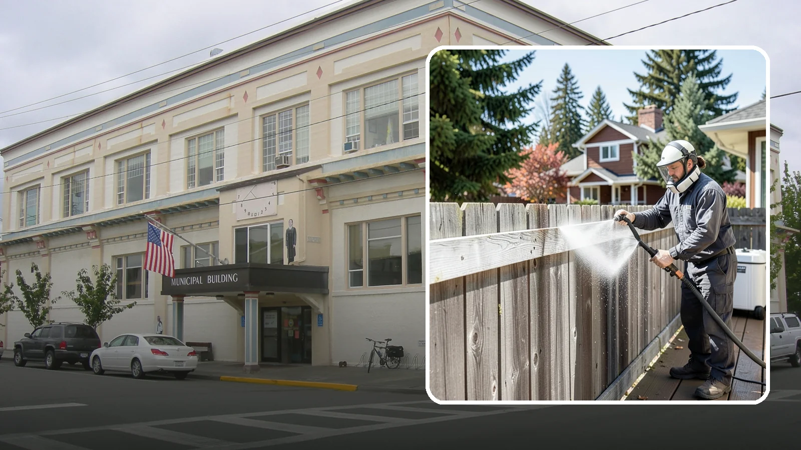 Fence Brightening in Anacortes, Skagit County, WA - A brightening rinse that neutralizes cleaners and lifts weathered gray to even out wood fence tone before sealing.