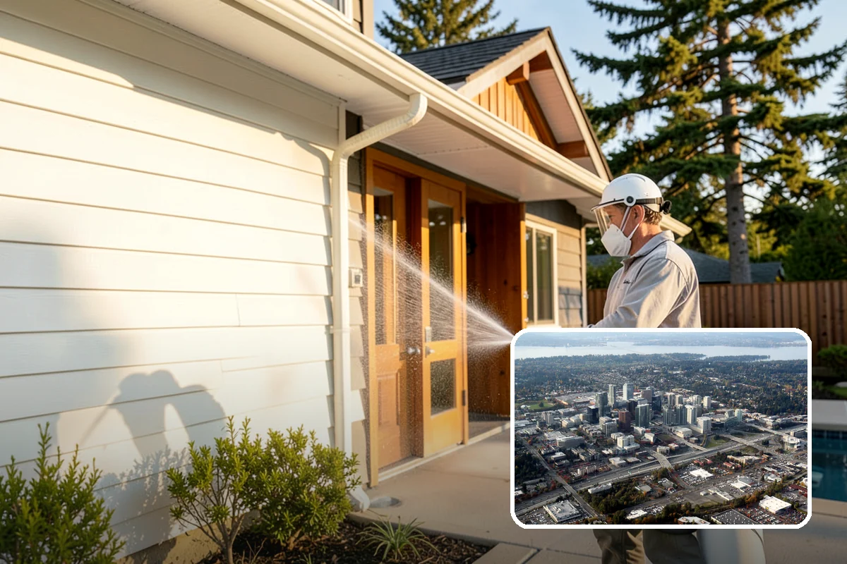 Fence Brightening in Bellevue, King County, WA - Neutralizes cleaner residue and balances the wood's pH