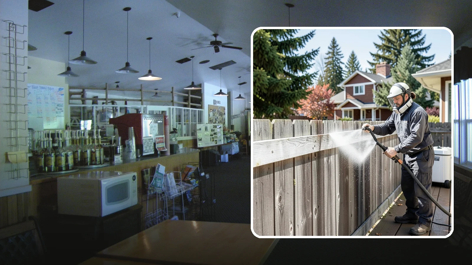 Fence Brightening in Black Diamond, King County, WA - A brightening rinse that neutralizes cleaners and lifts weathered gray to even out wood fence tone before sealing.