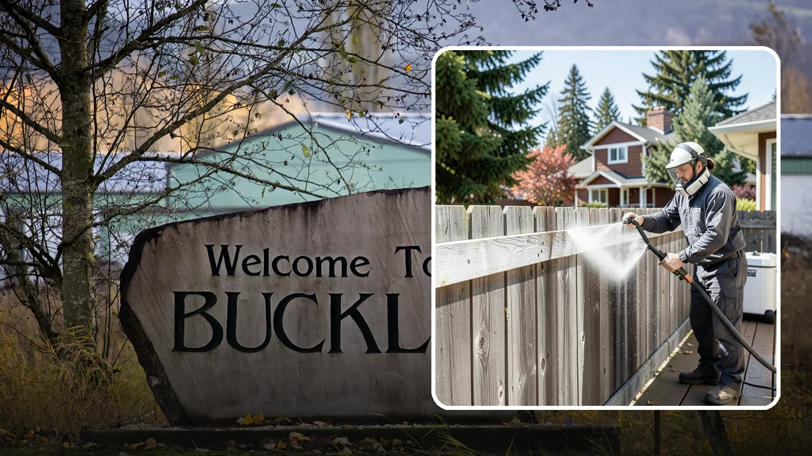 Fence Brightening in Buckley, Pierce County, WA - A brightening rinse that neutralizes cleaners and lifts weathered gray to even out wood fence tone before sealing.
