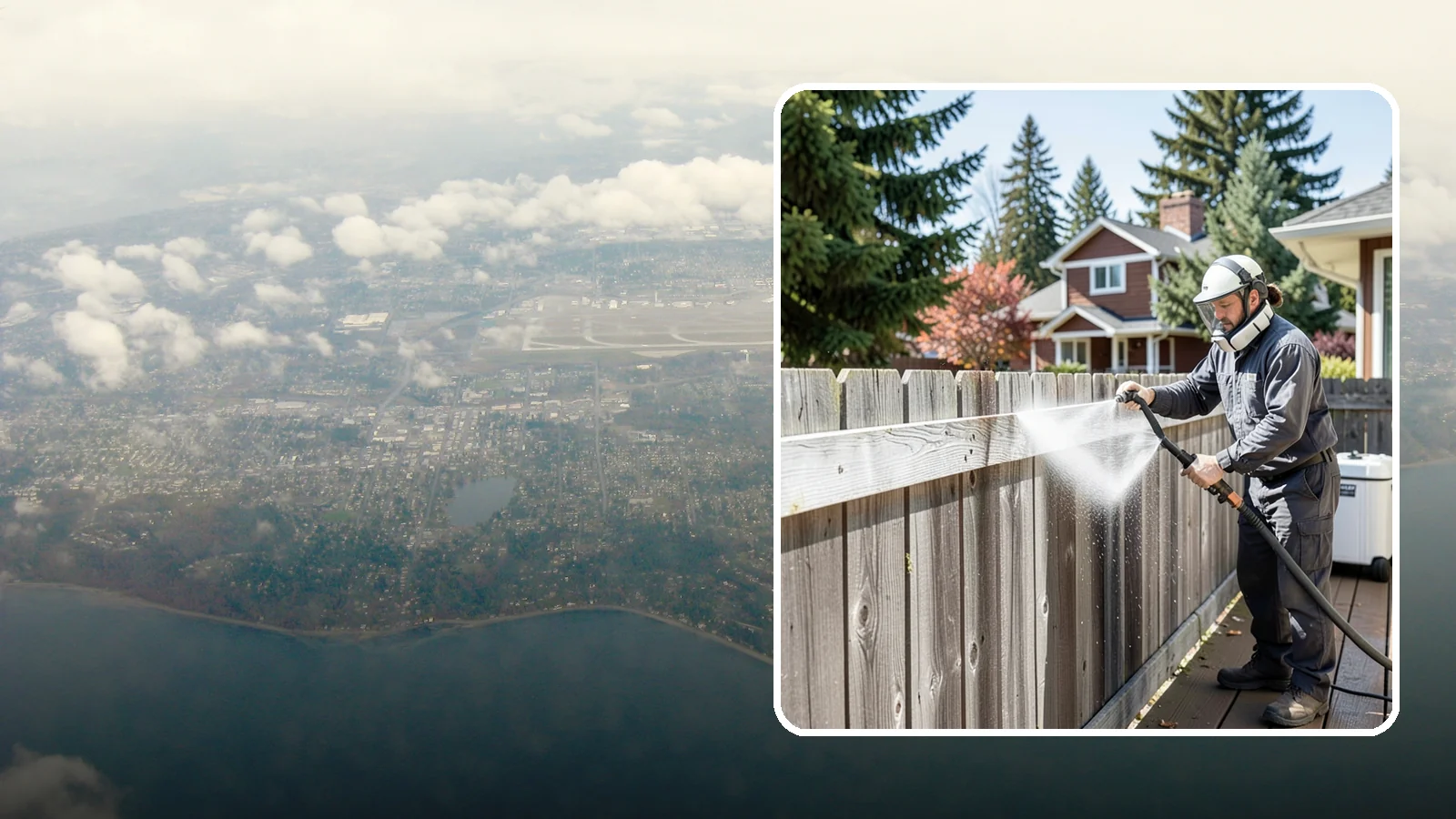 Fence Brightening in Burien, King County, WA - A brightening rinse that neutralizes cleaners and lifts weathered gray to even out wood fence tone before sealing.