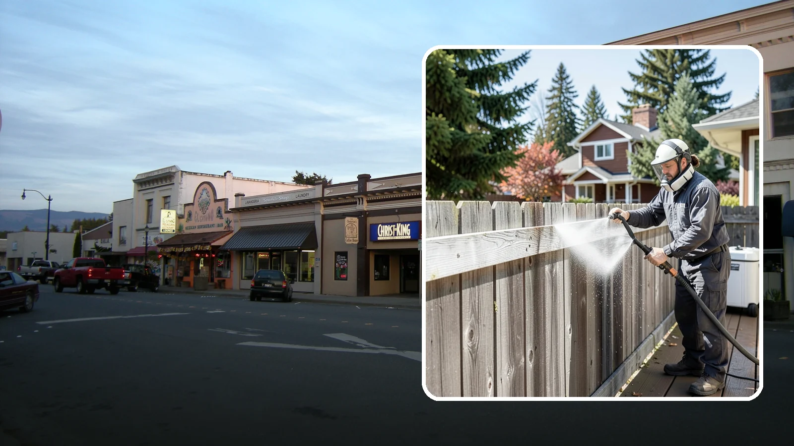 Fence Brightening in Burlington, Skagit County, WA - A brightening rinse that neutralizes cleaners and lifts weathered gray to even out wood fence tone before sealing.
