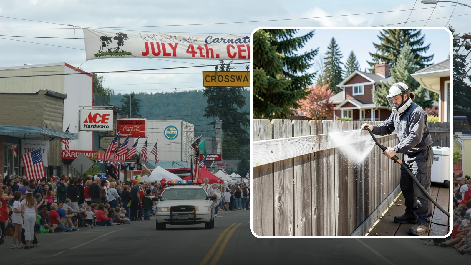 Fence Brightening in Carnation, King County, WA - A brightening rinse that neutralizes cleaners and lifts weathered gray to even out wood fence tone before sealing.