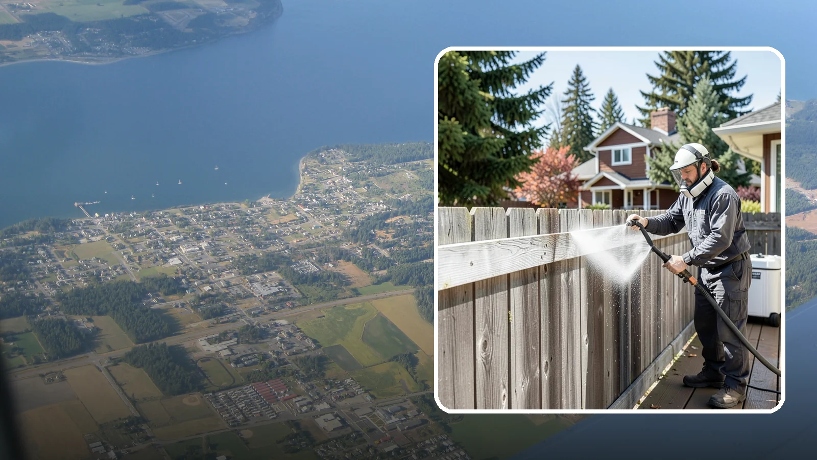 Fence Brightening in Coupeville, Island County, WA - A brightening rinse that neutralizes cleaners and lifts weathered gray to even out wood fence tone before sealing.
