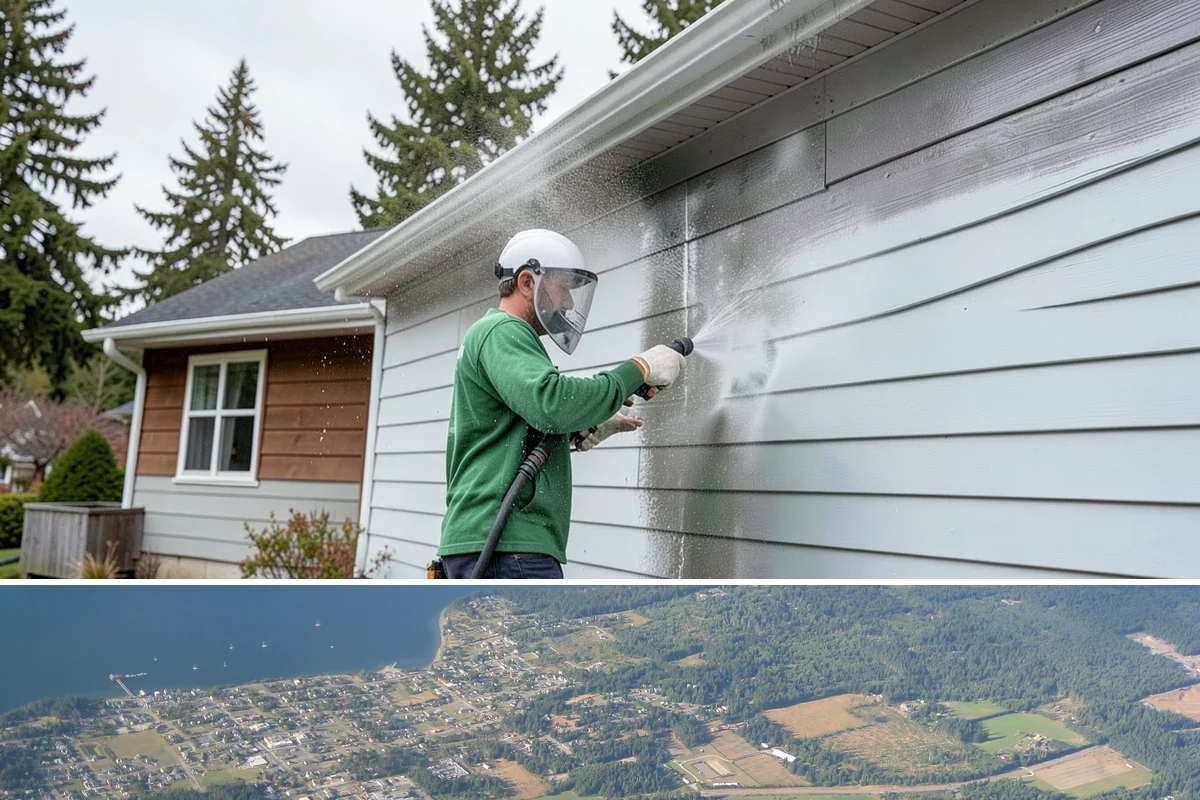 Fence Brightening in Coupeville, Island County, WA - Brighten during dry summer weather right before sealing so the wood stays low in moisture.